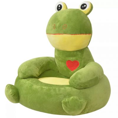 Scaun pentru copii in formă de broască din pluș verde