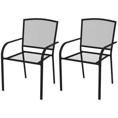 Set de 2 scaune de grădină Outsunny, scaune de exterior stivuibil
