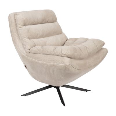 Fotoliu alb cu tapiÈu009Berie din catifea Vince âu0080Dutchbone