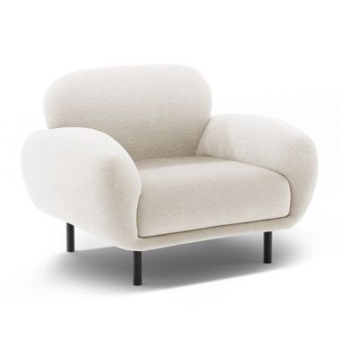 Fotoliu alb cu tapiÈu009Berie din Èu009BesÄu0083turÄbouclÃ© Poppy âu0080Micadoni