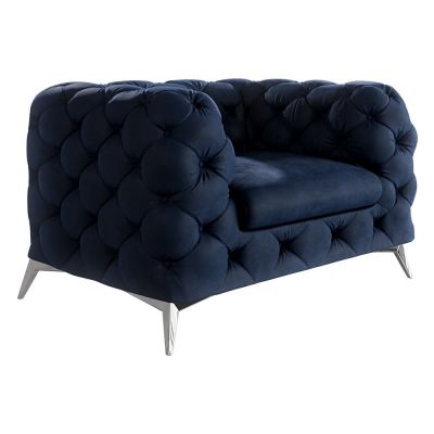 Fotoliu albastru Ã®nchis cu tapiÈu009Berie din catifea Chelsea âu0080Ropez