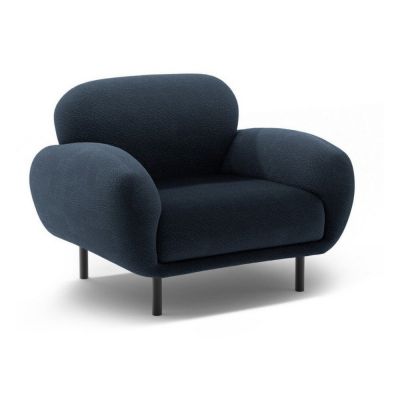 Fotoliu albastru Ã®nchis cu tapiÈu009Berie din Èu009BesÄu0083turÄbouclÃ© Poppy âu0080Micadoni