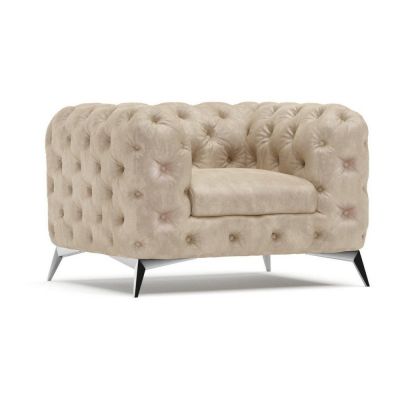 Fotoliu bej cu tapiÈu009Berie din catifea Chelsea âu0080Ropez