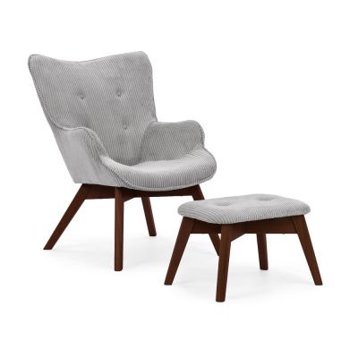 Fotoliu cu taburet gri cu tapiÈu009Berie din catifea reiatÄNiko âu0080Ropez