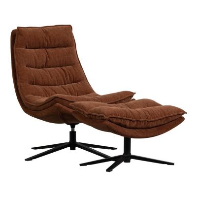 Fotoliu cu taburet maro pivotant cu tapiÈu009Berie din chenille Kube âu0080WOOOD