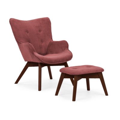 Fotoliu cu taburet roÈu0099u cu tapiÈu009Berie din catifea reiatÄNiko âu0080Ropez