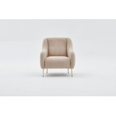 Fotoliu fix SIMENA, bej + auriu, 70x70x77 cm