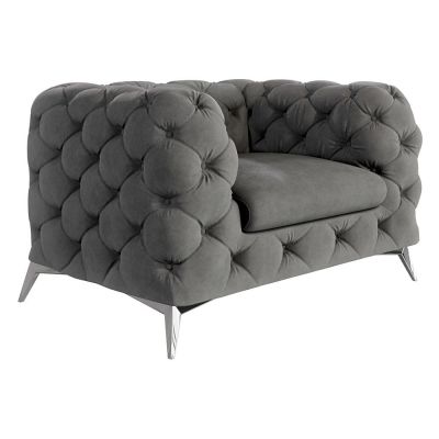 Fotoliu gri cu tapiÈu009Berie din catifea Chelsea âu0080Ropez