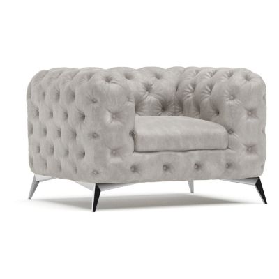 Fotoliu gri deschis cu tapiÈu009Berie din catifea Chelsea âu0080Ropez