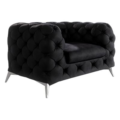 Fotoliu negru cu tapiÈu009Berie din catifea Chelsea âu0080Ropez