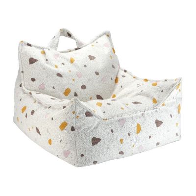Fotoliu puf pentru copii alb cu tapiÈu009Berie din Èu009BesÄu0083turÄbouclÃ©/cu tapiÈu009Berie din chenille Terrazzo Chair âu0080Wigiwama