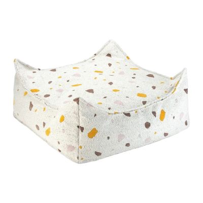 Fotoliu puf pentru copii alb cu tapiÈu009Berie din Èu009BesÄu0083turÄbouclÃ©/cu tapiÈu009Berie din chenille Terrazzo Square âu0080Wigiwama