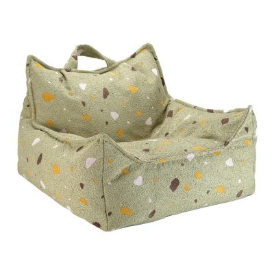 Fotoliu puf pentru copii verde cu tapiÈu009Berie din Èu009BesÄu0083turÄbouclÃ©/cu tapiÈu009Berie din chenille Terrazzo Chair âu0080Wigiwama