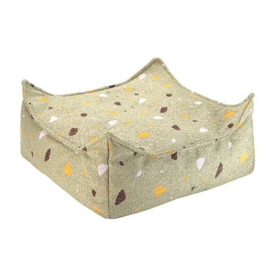 Fotoliu puf pentru copii verde cu tapiÈu009Berie din Èu009BesÄu0083turÄbouclÃ©/cu tapiÈu009Berie din chenille Terrazzo Square âu0080Wigiwama