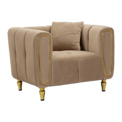 Fotoliu taupe cu tapiÈu009Berie din catifea Alma âu0080Mauro Ferretti