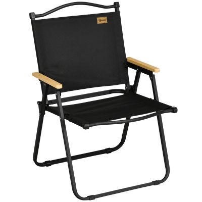 Outsunny Scaun de Camping și Plajă Pliabil cu Cotiere, 54x59x78 cm, Negru | Aosom Romania