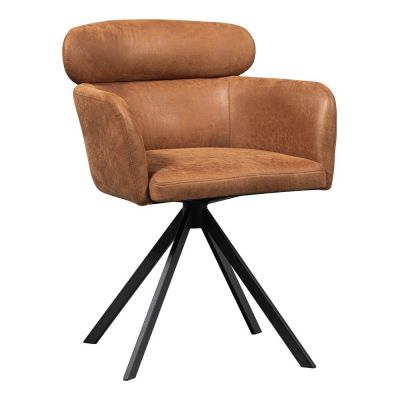 Scaun de dining maro coniac cu cotiere tapiÈu009Bat Fenne âu0080WOOOD