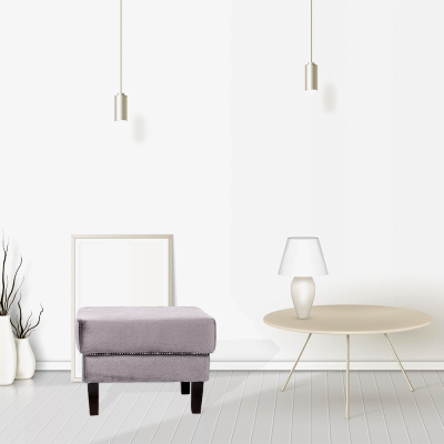 Taburet Axel Clasic, tapitat, cu picioare din lemn