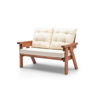 Canapea de gradina cu 2 locuri, Hanah Home, Abant, 131x88x80 cm, Crema/Nuca