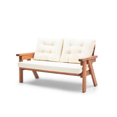 Canapea de gradina cu 3 locuri, Hanah Home, Abant, 161x88x80 cm, Crema/Nuca