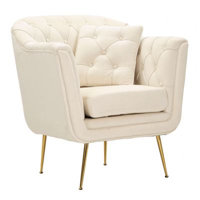 Fotoliu cu perna decorativa Budapest, Mauro Ferretti, 88x83x91 cm, fier/poliester, crem