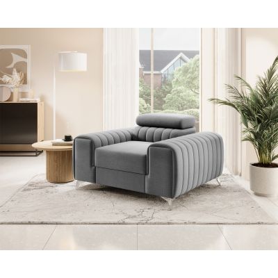 Fotoliu, ELTAP, AR-LAU-04NU, Laurence, 125x97x105 cm, lemn/poliester, gri deschis