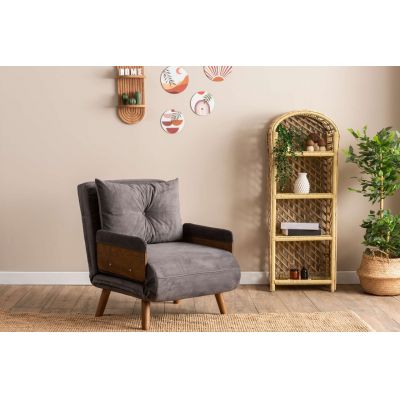 Fotoliu extensibil, Futon, 859FTN2332, 77x70x82 cm, poliester/metal , gri