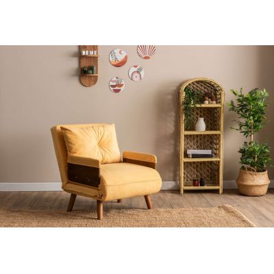 Fotoliu extensibil, Futon, 859FTN2334, 77x70x82 cm, poliester/metal , galben mustar