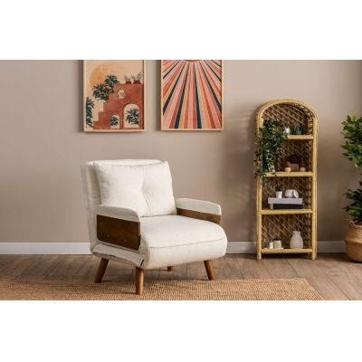 Fotoliu extensibil, Futon, 859FTN2340, 77x70x82 cm, poliester/metal , alb