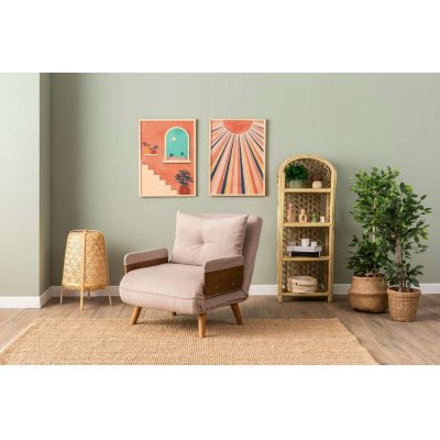 Fotoliu extensibil, Futon, 859FTN2341, 77x70x82 cm, poliester/metal , bej