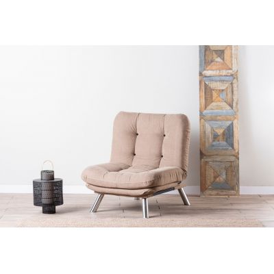Fotoliu extensibil Misa Solo, Futon, 135x88 cm, metal, mink