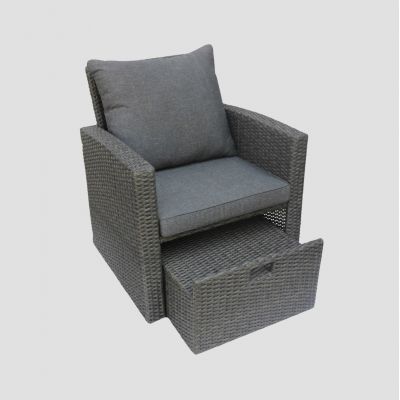 Fotoliu pentru gradina/terasa Linde, Homla, 73x70x81 cm, metal/technorattan/poliester, gri