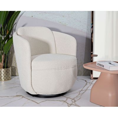 Fotoliu rotativ Torino Cream Swivel, Mauro Ferretti, 70x72x75 cm, fier/poliester, crem