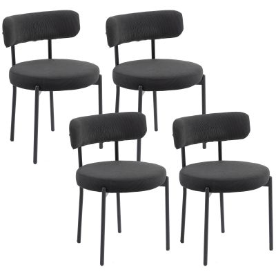 HOMCOM Set de 4 scaune de sufragerie cu spătar din țesătură picioare din oțel 51 x 51 x 76 cm negru | Aosom Romania