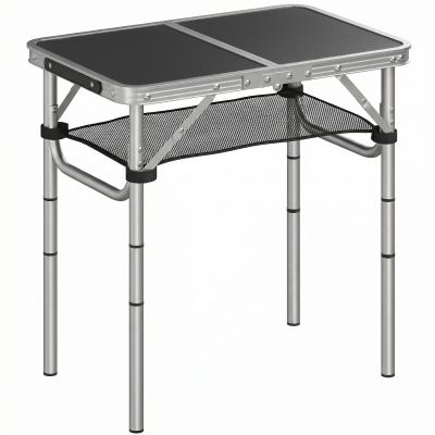 Outsunny Masă de Camping Pliabilă 60 cm, Picnic cu Strat de Plasă, Negru | Aosom Romania