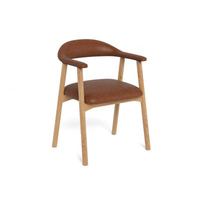 Scaun Addi, Actona, 56x54x75.5 cm, piele ecologica/lemn de stejar, brandy