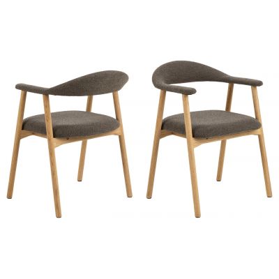 Scaun Addi, Actona, 56x54x75.5 cm, tesatura Boucle/lemn de stejar, grej