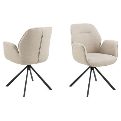 Scaun Aura, Actona, 62x61x90 cm, rotativ, tesatura structurata/otel, bej