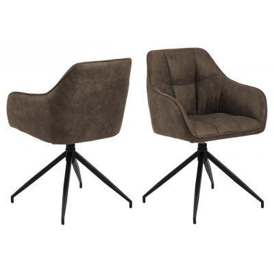 Scaun Brenda, Actona, 58x54.5x84.5 cm, rotativ, poliester/otel, maro deschis