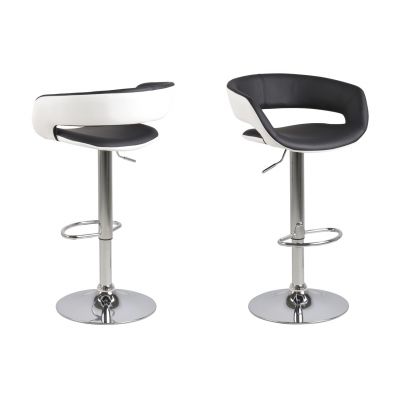 Scaun de bar Grace, Actona, 54.5x48.5x101 cm, rotativ, piele ecologica/otel, negru