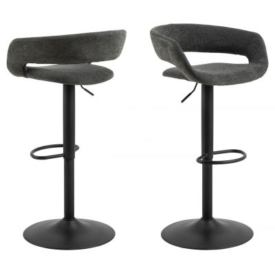 Scaun de bar Grace, Actona, 54.5x48.5x101 cm, rotativ, poliester/otel, gri inchis