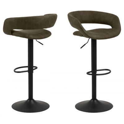 Scaun de bar Grace, Actona, 54.5x48.5x101 cm, rotativ, poliester/otel, verde olive