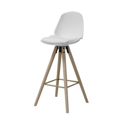 Scaun de bar Oslo, Actona, 46.5x49x105.5 cm, piele ecologica/otel, negru