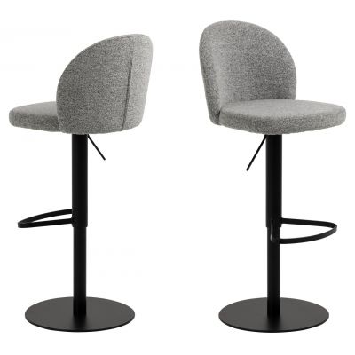 Scaun de bar Patricia, Actona, 44x50x109 cm, rotativ, tesatura Boucle/otel, gri