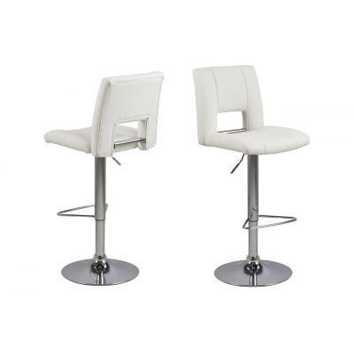 Scaun de bar Sylvia, Actona, 41.5x52x115 cm, rotativ, piele ecologica/otel, alb