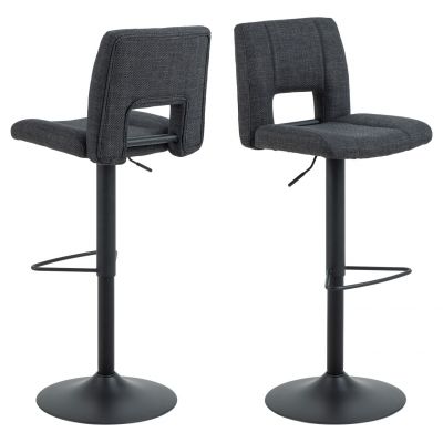 Scaun de bar Sylvia, Actona, 41.5x52x115 cm, rotativ, tesatura structurata/otel, gri inchis