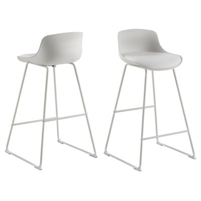 Scaun de bar Tina, Actona, 43x49x94 cm, piele ecologica/otel, alb