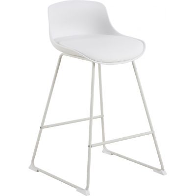 Scaun de bar Tina, Actona, 50x49x84 cm, piele ecologica/otel, alb