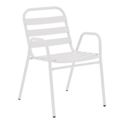 Scaun exterior Sussie metalic alb cu lamele de aluminiu, 45x62x76 cm