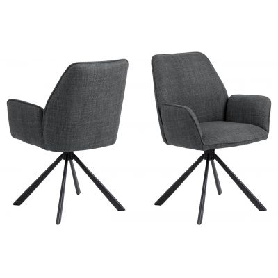 Scaun Glenda, Actona, 61x63x88.5 cm, rotativ, tesatura structurata/otel, gri inchis